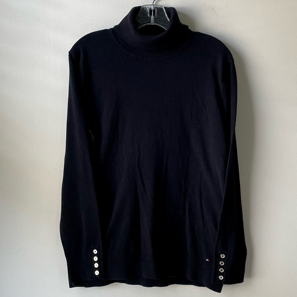 🔥NWOT Tommy Hilfiger turtleneck women women’s sweater top black size XL 16/18 - Picture 8 of 15
